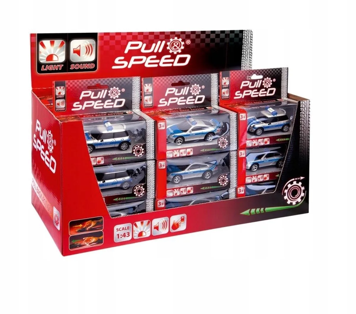 Pull&Speed ​​Sound Police Auto - Speelgoedauto voor Jongens von Carrera in Blau – Produktfoto