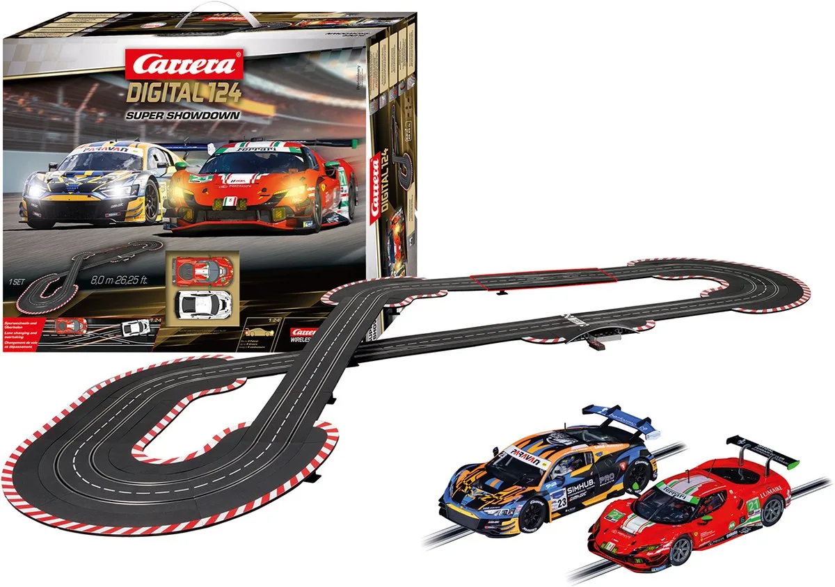 Racebaan - DIGITAL 124 - Super Showdown - Ferrari 296 GT3 AF Corse vs. Audi A8 LMS GT 3 evo II - 8m från Carrera i Flerfärgad – produktbild