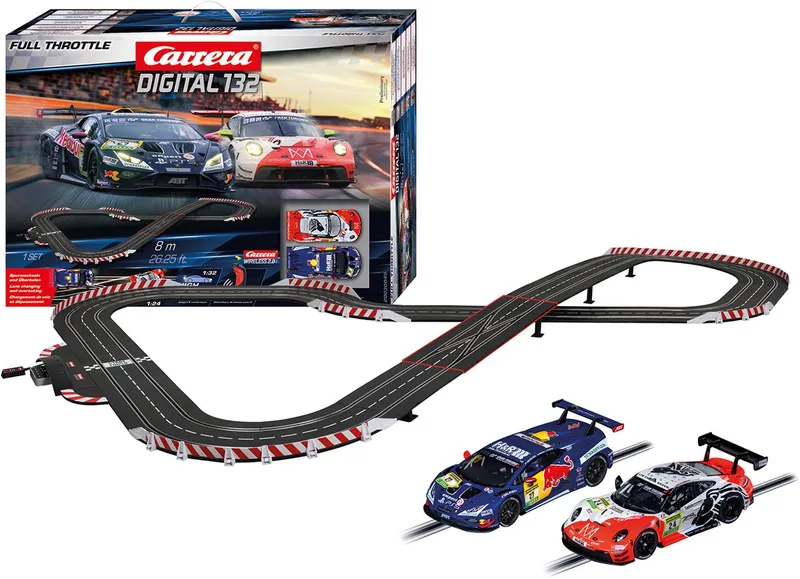 Racebaan - DIGITAL 132 - Full Throttle - Porsche 911 GT3 R vs. Lamborghini Huracán GT3 Evo2 - 8m by Carrera in Multicolour – product photo