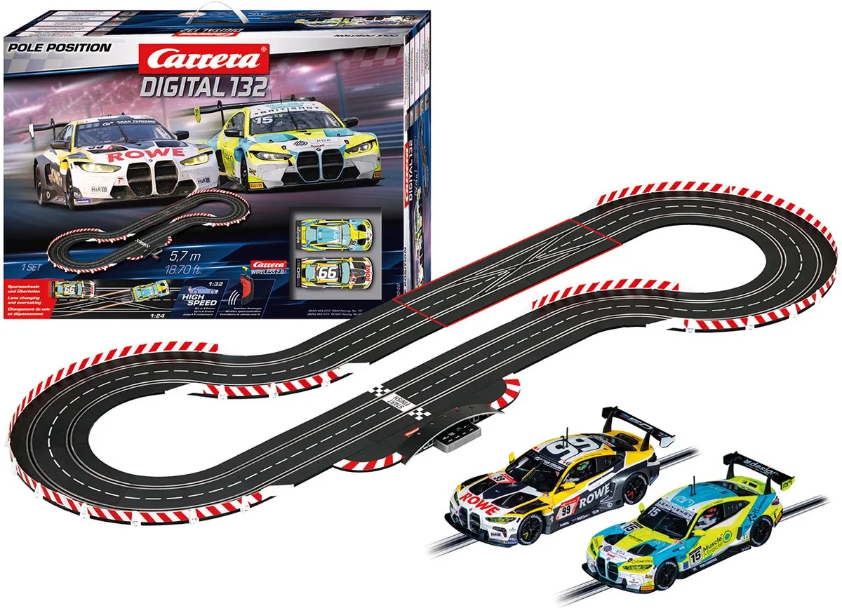 Racebaan - DIGITAL 132 - Pole Position - BMW M4 GT3 - ROWE Racing vs. RAM Racing - 5,7m van Carrera in Meerkleurig – productfoto