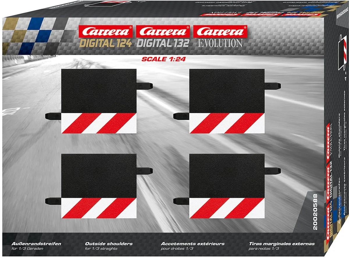 Racebaanonderdeel - DIGITAL 124/132/Evolution - Uitbreidingsset Kerbstenen voor 1/3 Rechte Baanstukken - 4 Onderdelen onderdeel von Carrera in Mehrfarbig – Produktfoto
