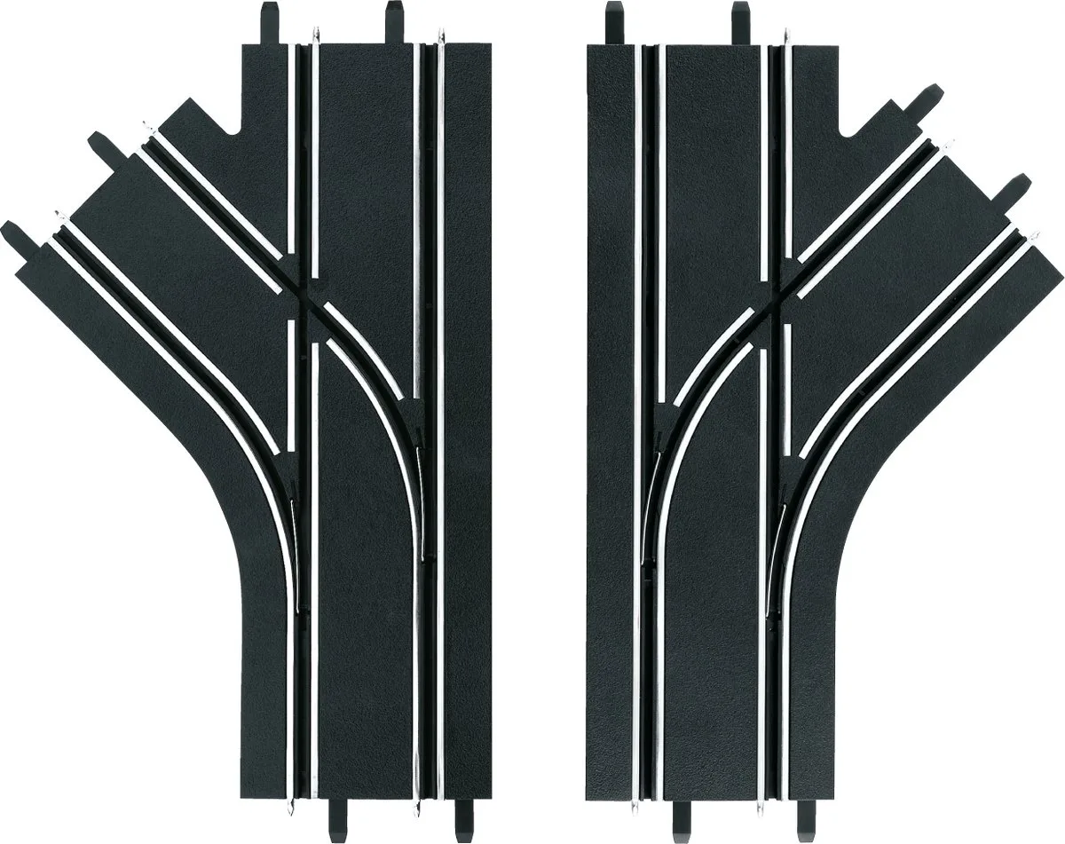Racebaanonderdeel - GO!!! Mechanische Rijstrookwissels stukken - Links en Rechts - 2 Baandelen onderdeel fra Carrera i Flerfarvet – produktbillede