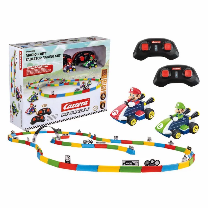 RC voertuig Auto - Mini Mario Kart - Tabletop Racing Set - Mario vs. Luigi - 2 Bestuurbare Auto's - 2,4 GHz - 5 km/u - Schaal 1:43 by Carrera in Multicolour – product photo 1 of 5