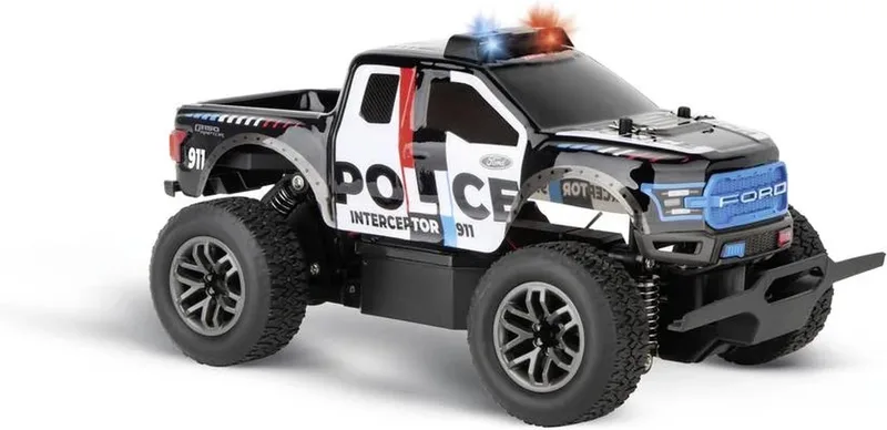 RC voertuig Auto - RC Auto Ford F-150 Raptor Police - Zwart Wit - 2,4GHz RC Model Kant en Klaar - 1:18 Bestuurbare Auto by Carrera in RC Auto Ford F-150 Raptor Police – Zwart Wit – 2, 4GHz RC Model Kant en Klaar – product photo