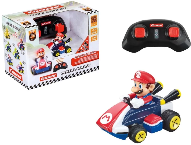 RC voertuig Auto - RC Auto Mini - Mario Kart™ - Mario - 6,2cm Lang - 2,4GHz RC Model Kant en Klaar by Carrera in RC Auto Mini – Mario Kart™ – Mario – 6, 2 cm Lang – 2, 4GHz RC Model Kant en Klaar – product photo