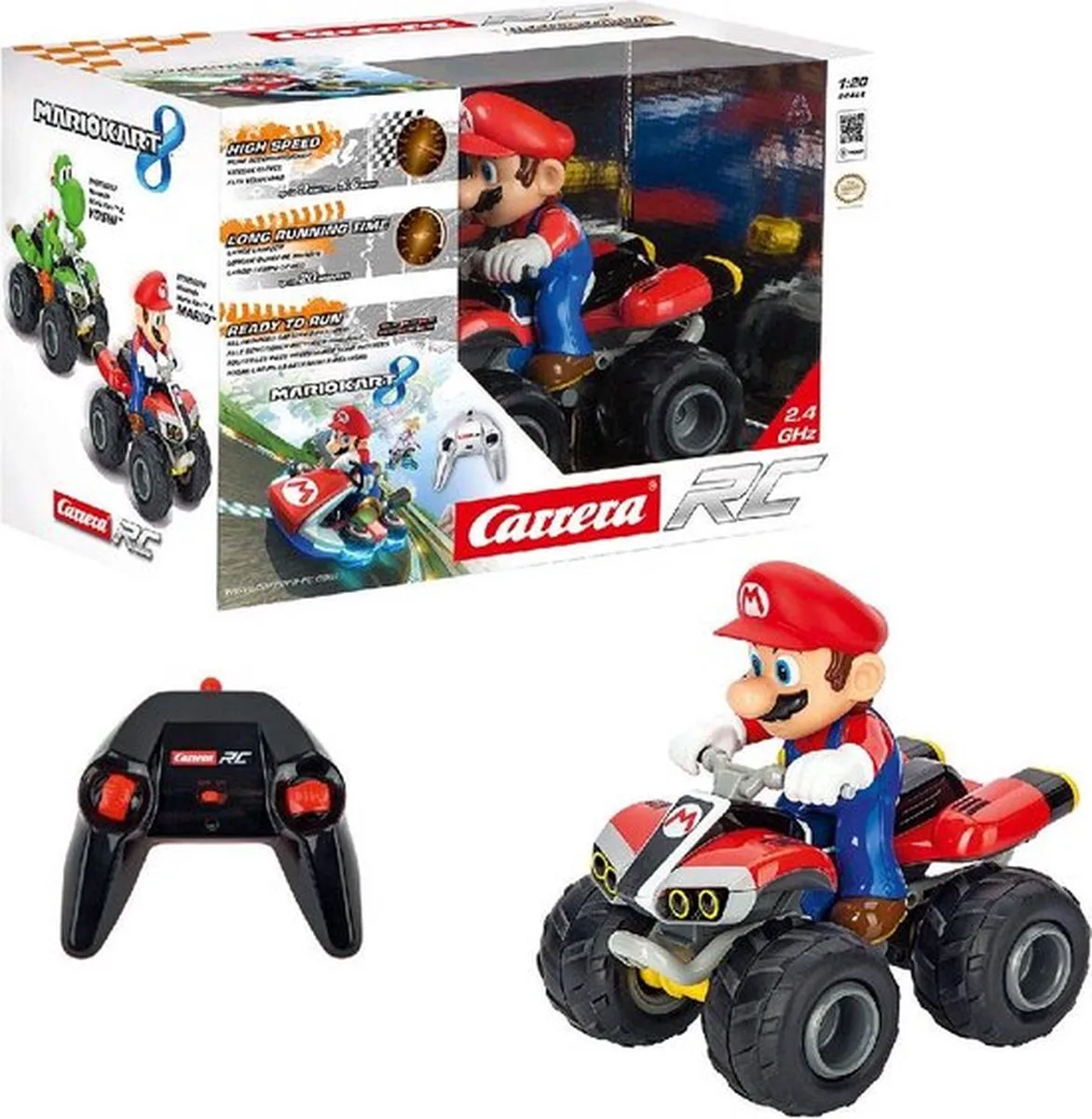 RC voertuig Auto - RC Mario Kart- Mario - Quad - Bestuurbare Auto - Model Kant en Klaar - 2,4GHz - 9 km/u - 1:20 de Carrera en RC Mario Kart™- Mario – Quad – 2, 4GHz RC Model Kant en Klaar – photo du produit
