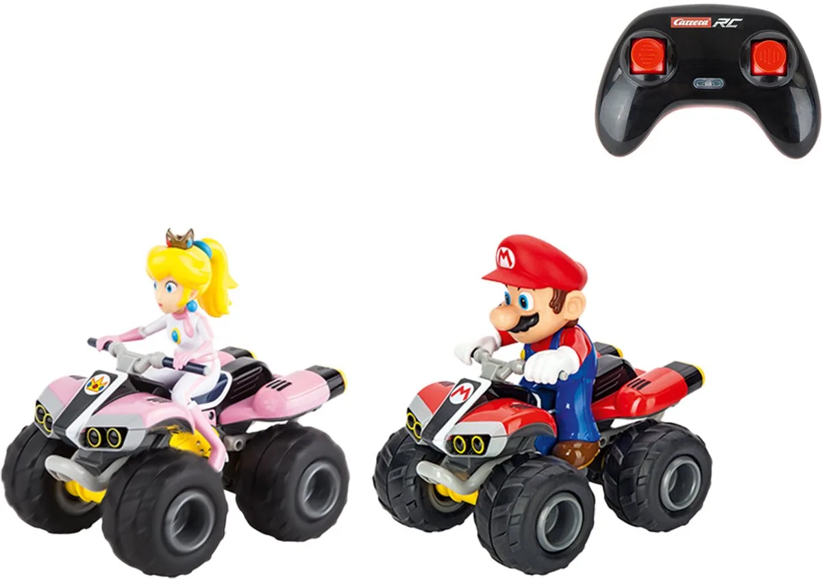 RC voertuig Auto - RC Mario Kart™ - Mario - Peach Twinpack - Quad - Schaal 1:20 - 19,5cm - 2,4GHz RC Model Kant en Klaar van Carrera in RC Mario Kart – Mario – Peach Twinpack – Quad – Schaal 1:20 – 19, 5 cm – 2, 4GHz RC Model Kant en Klaar – productfoto