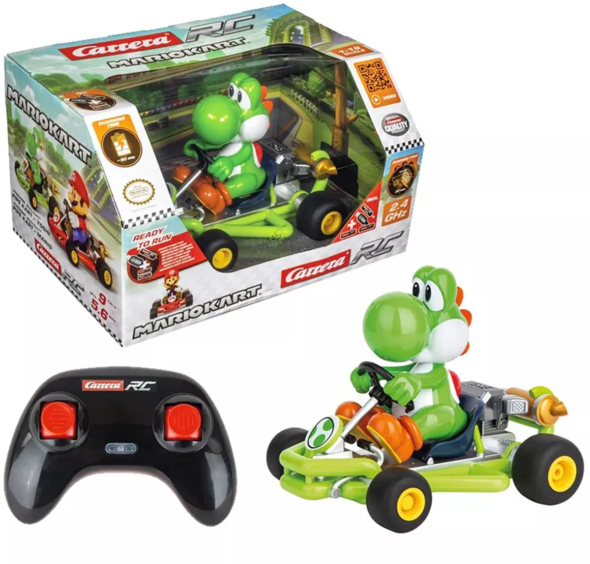 RC voertuig Auto - RC Mario Kart™ - Pipe Kart - Yoshi - 2,4GHz RC Model Kant en Klaar van Carrera in RC Mario Kart™ – Pipe Kart – Yoshi – 2, 4GHz RC Model Kant en Klaar – productfoto