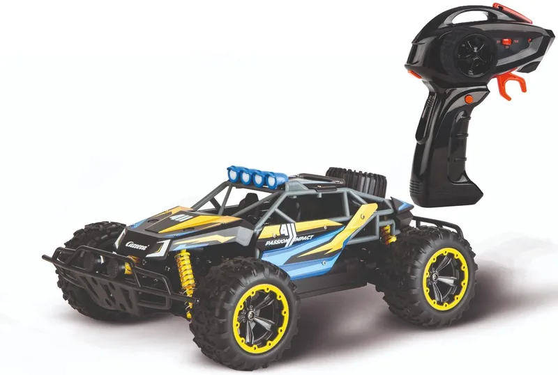 RC voertuig - RC Auto Passion Impact 3.0 - Blauw/Geel - 2,4GHz RC Model Kant en Klaar - 1:16 fra Carrera i Blå – produktbillede