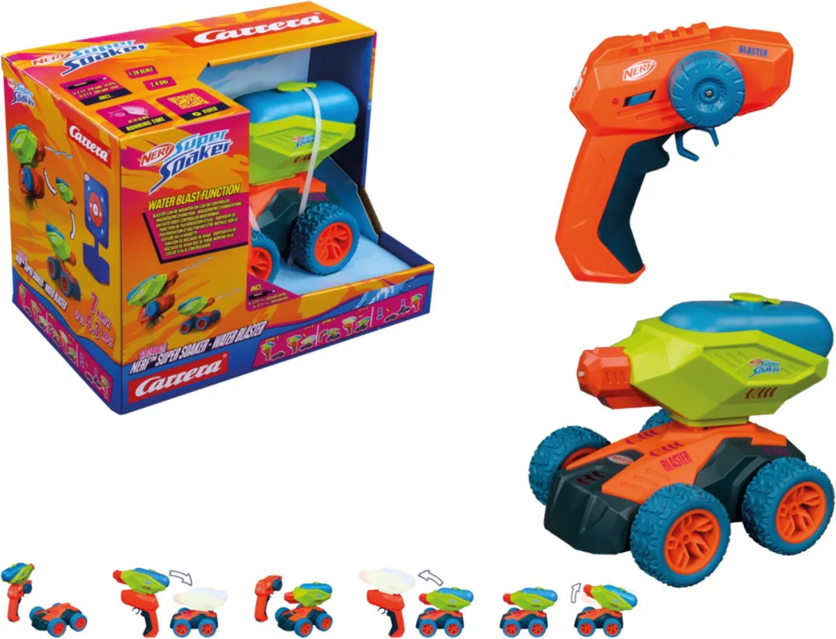 RC voertuig - RC Monster Truck - Nerf Super Soaker - Water Blaster met Waterpistool functie - 17,5 cm - 2,4 GHz RC Model Kant en Klaar från Carrera i Flerfärgad – produktbild
