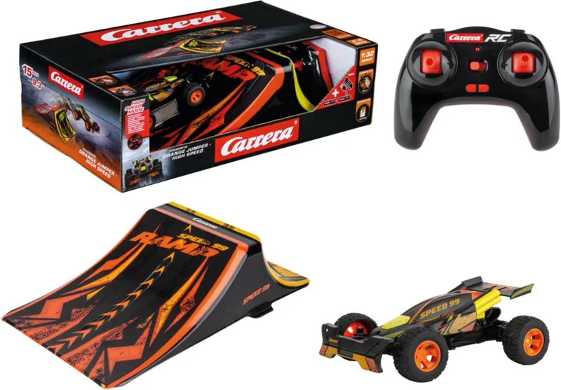 RC voertuig - RC Stuntauto - Orange Jumper met Ramp - Hoge Snelheid - 2,4 GHz RC Model Kant en Klaar - 1:32 by Carrera in Orange – product photo