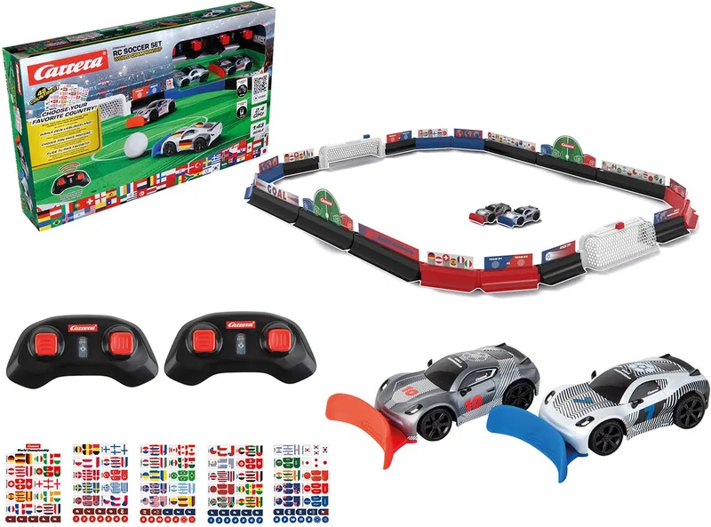 RC voertuig - RC Voetbalset Wereld Kampioenschap - 2 RC Auto#039 met Speelveld en Bal - 2,4 GHz RC Model Kant en Klaar fra Carrera i Flerfarvet – produktbillede