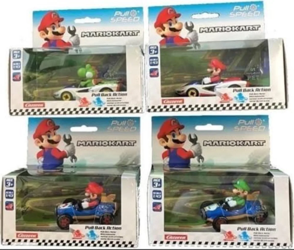 speelgoedauto Mario Kart Pull-Back 1:43 kunststof raceauto. fra Carrera i Flerfarvet – produktbillede