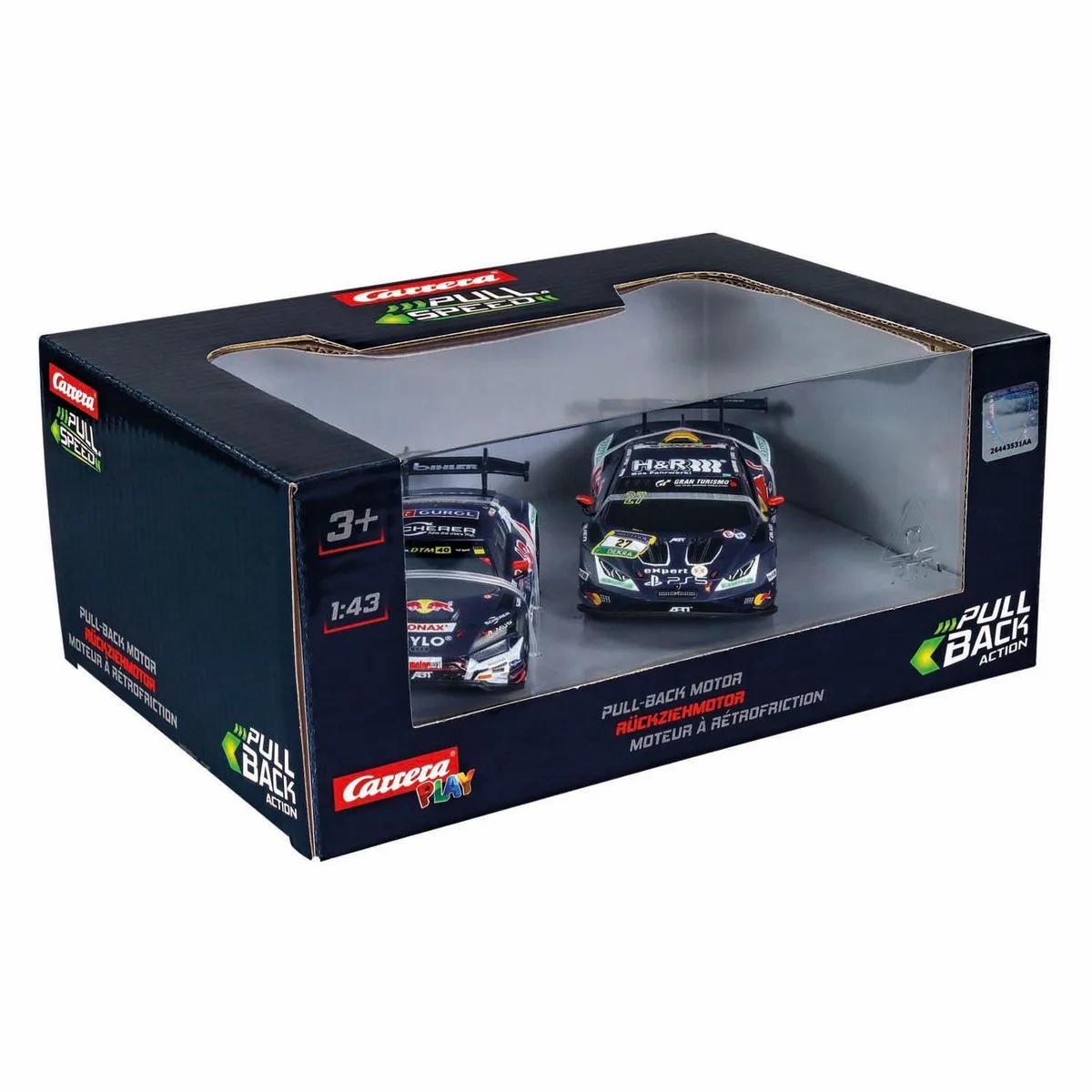Speelgoedvoertuig Auto - ABT Sportsline - Audi R8 LMS GT3 evo II DTM - Lamborghini Huracán GT3 Evo II - Pull Back Auto -Terugtrekauto - 1:43 de Carrera en Multicolore – photo du produit