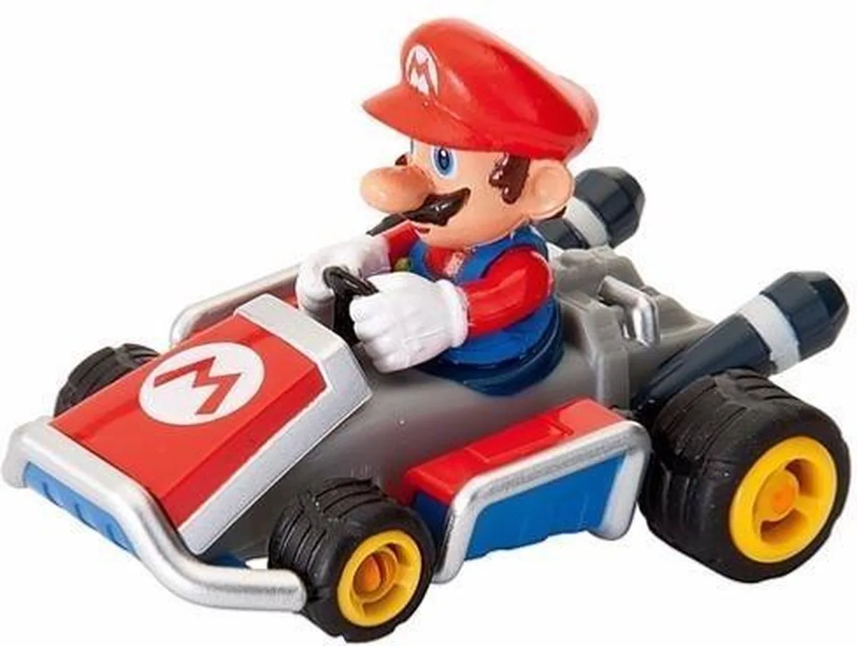 Speelgoedvoertuig Auto - P-S Mario Kart -Mario - Pull Back Auto - Terugtrekauto - 1:43 van Carrera in Meerkleurig – productfoto