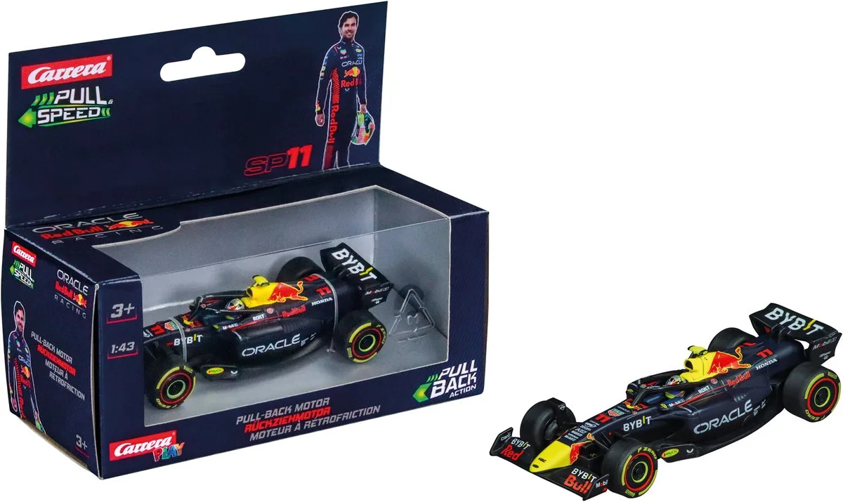 Speelgoedvoertuig Auto - Red Bull Racing Formule 1 - S. Perez - Red Bull Oracle - No. 11 - Pull Back Auto - Terugtrekauto - 1:43 fra Carrera i Rød – produktbillede