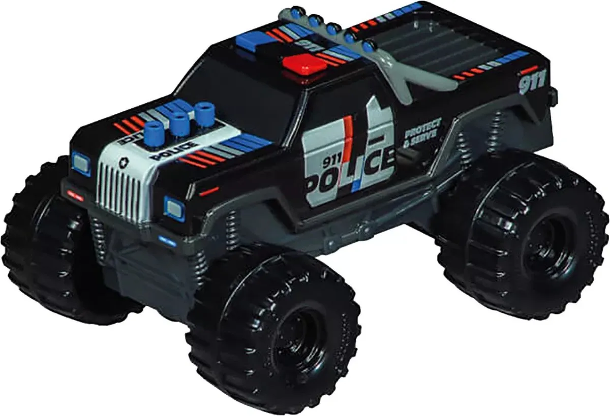 Speelgoedvoertuig - Monster Truck -Police- - Key Rr in Schaal 1:64 Terugtrekauto van Carrera in Zwart – productfoto