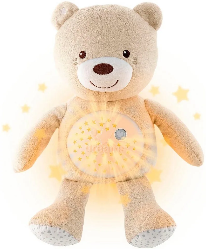 Kuscheltier First Dreams Baby Bear, mit Lichtprojektion und Soundfunktion von Chicco in Beige – Produktfoto
