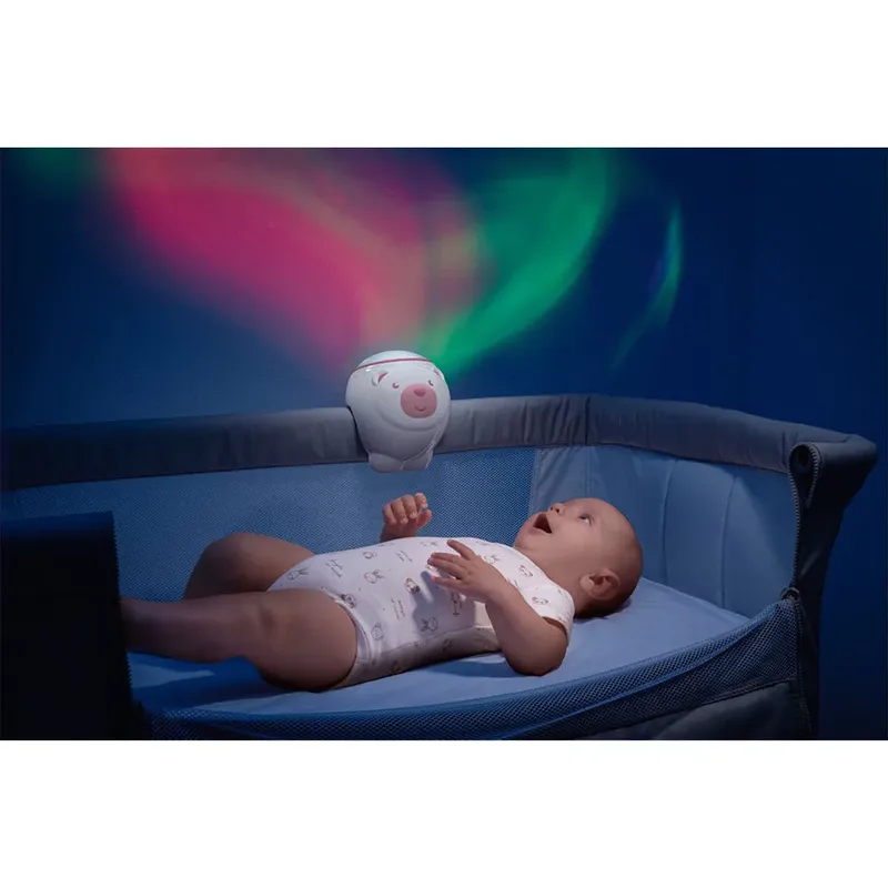 Nachtlicht Projektor Eisbär, Deckenprojektion, Einschlafhilfe, Farbwechsel, Melodien, Nachtlichtfunktion, ohne Leuchtmittel, Farbwechsler, mit Projektor und Soundfunktion von Chicco in Rosa – Produktfoto 6 von 6