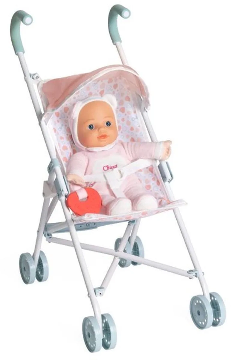 Poppenwagen My First Doll - Speelgoed Buggy voor Poppen en Knuffels - Metalen Frame - Opvouwbaar - (3+ Jaar) fra Chicco i Roze-Wit – produktbillede