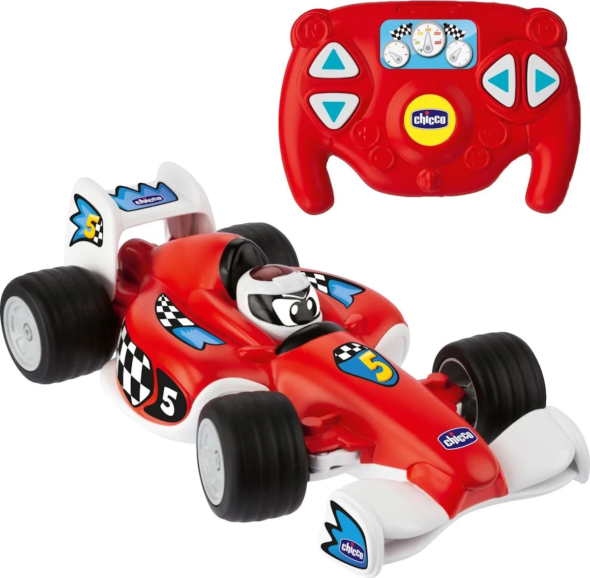 Tom Race RC - RC auto - Sportauto-stuur als Afstandsbediening - Echte Racegeluiden - (2-6 Jaar) de Chicco en Rouge – photo du produit