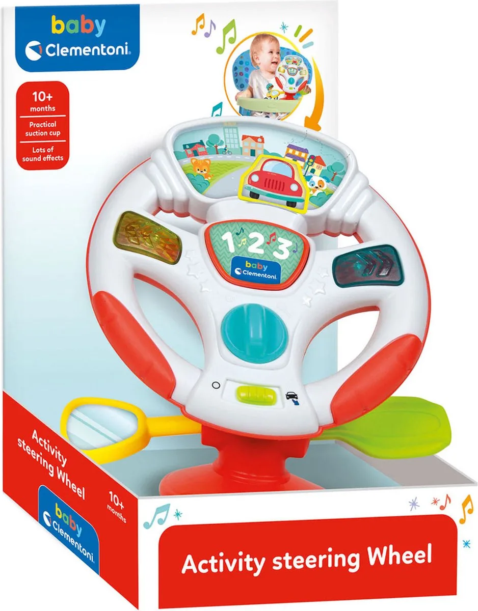 Baby Clementoni - Activity Wheel - Speelsgoed Stuur met Activiteiten - Speelstuur voor op Tafel - Met Geluid en Lampjes - 1 Jaar von Clementoni in Blau – Produktfoto