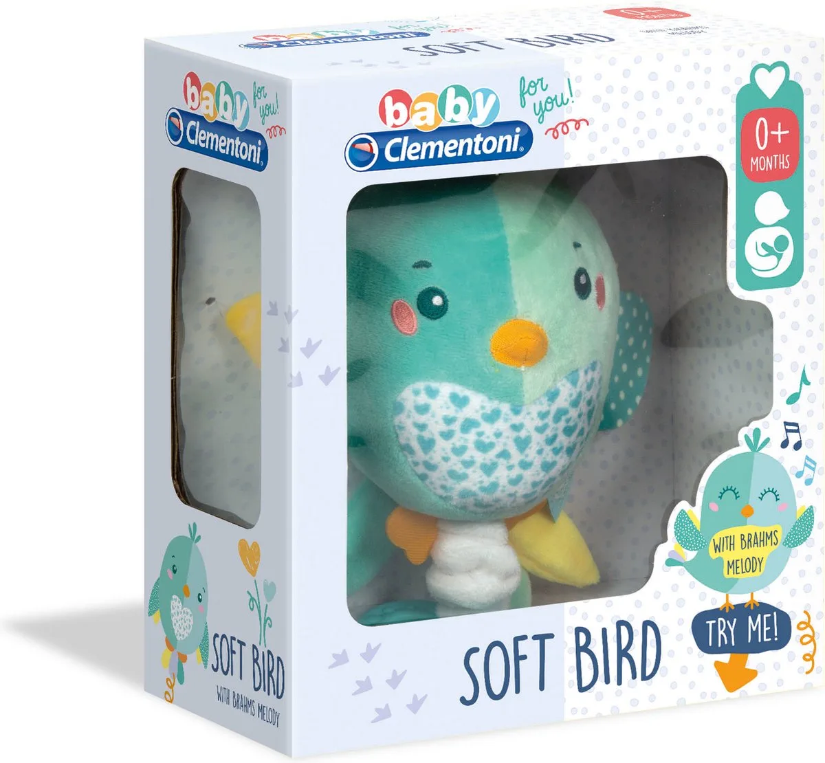 Baby Clementoni - Babyknuffel muzikaal vogel - knuffeldier fra Clementoni i Multi Kleur – produktbillede