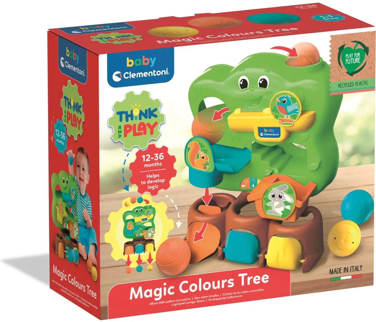 Baby Clementoni - Ballenboom - Activity Center - Ballenbaan met 3 Ballen - Speelgoed voor Kinderen vanaf 1 jaar från Clementoni i Flerfärgad – produktbild
