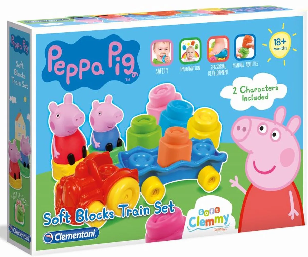 Baby Clementoni - Kleine Treinset Peppa Pig - Blokkenwagen - 14 stukjes, blokken voor kinderen de Clementoni en Multi Kleur – photo du produit