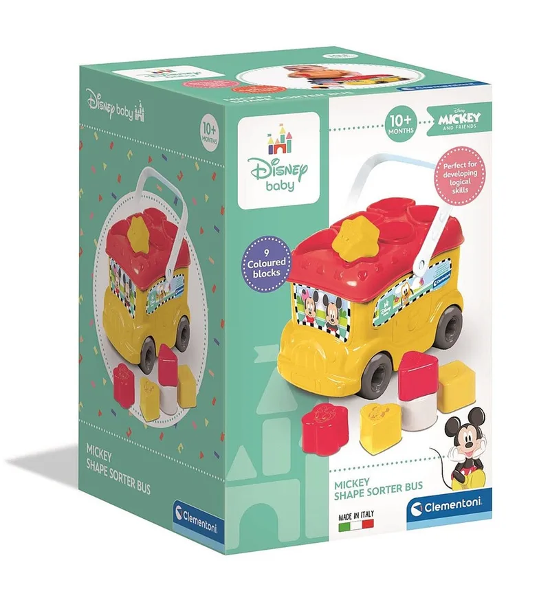 Baby Clementoni – Mickey Mouse Vormenbus – Blokkendoos – Babyspeelgoed – Blokken voor Baby vanaf 10 maanden från Clementoni i Multi Kleur – produktbild