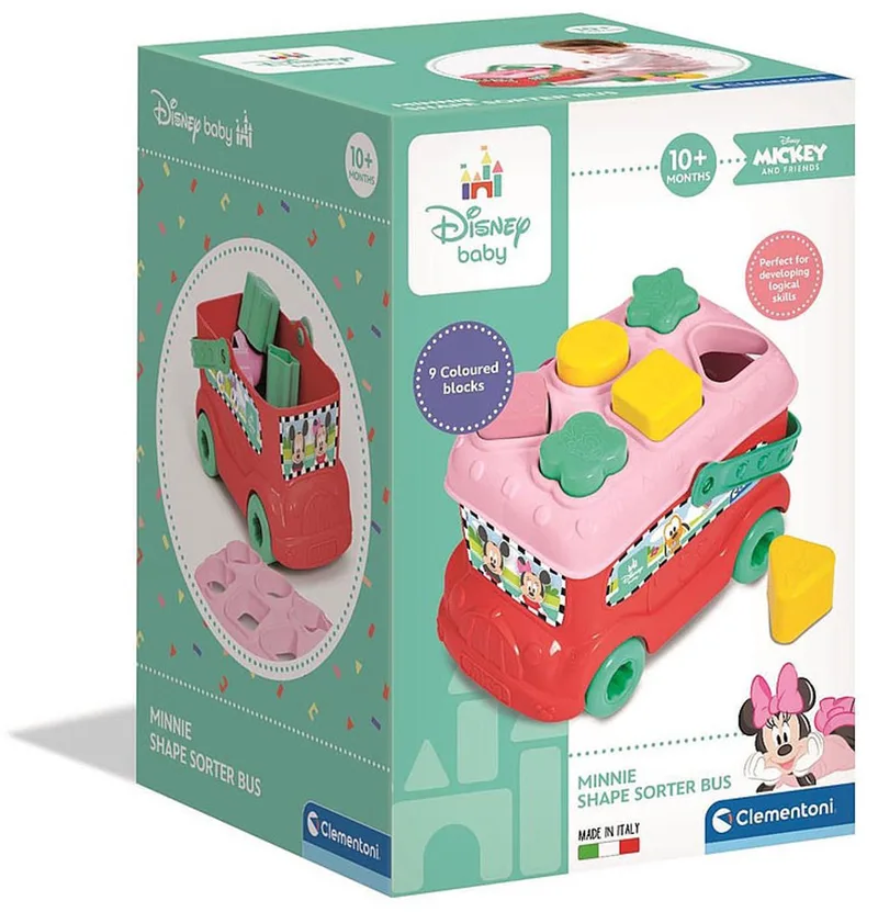 Baby Clementoni – Minnie Mouse Vormenbus – Blokkendoos – Babyspeelgoed – Blokken voor Baby vanaf 10 maanden by Clementoni in Multi Kleur – product photo