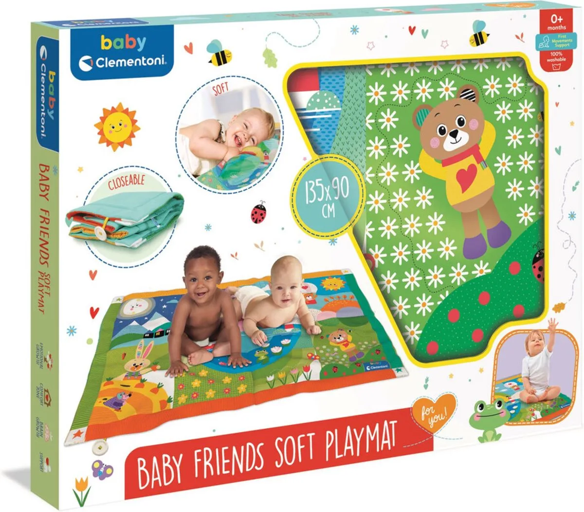 Baby Clementoni - Play Mat - Speelkleed - Baby Speelmat - Zachte Mat met Dieren - Makkelijk Opbergbaar - 0-36 maanden von Clementoni in Mehrfarbig – Produktfoto