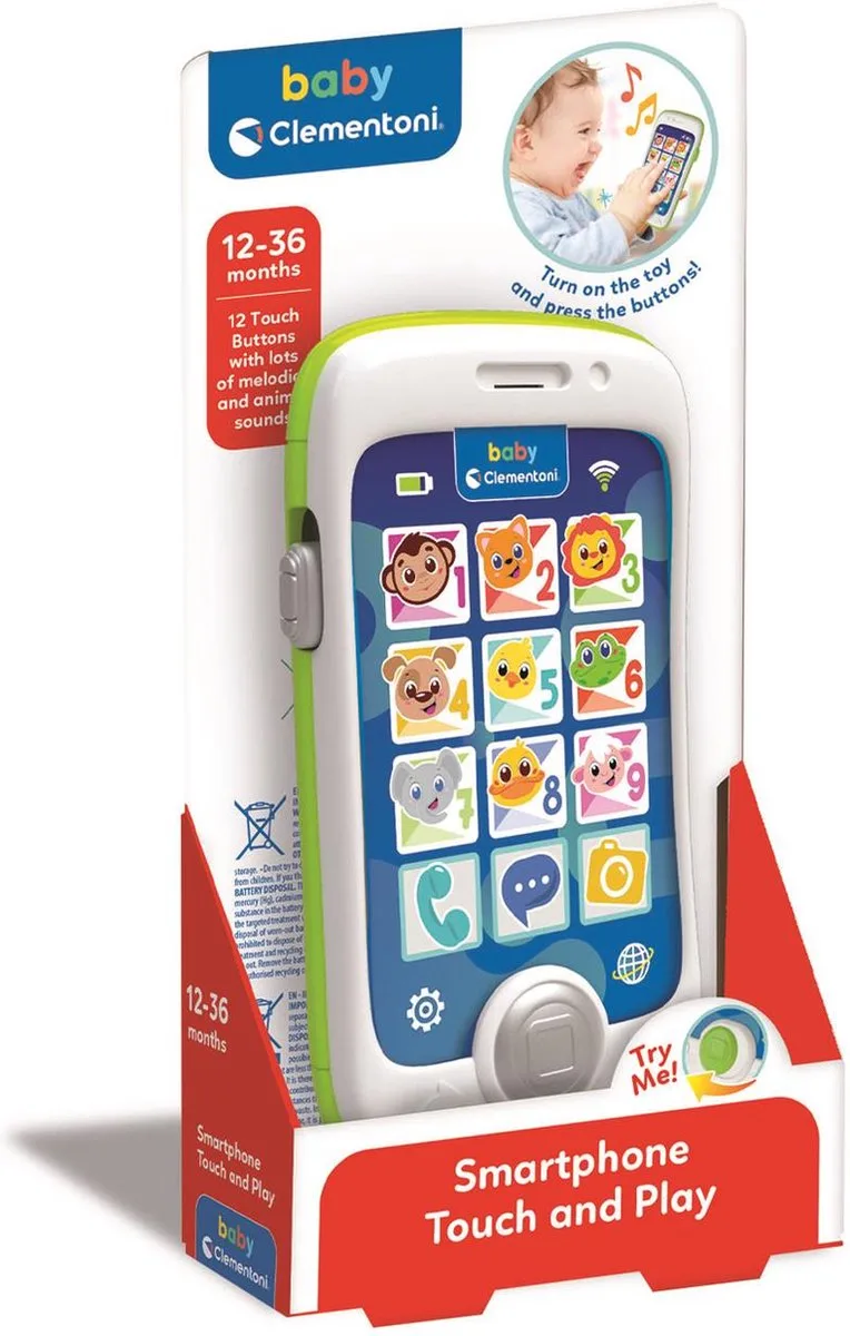 Babyspeelgoed - Smartphone Touch & Play - met dierengeluiden - vanaf 10 maanden van Clementoni in Meerkleurig – productfoto