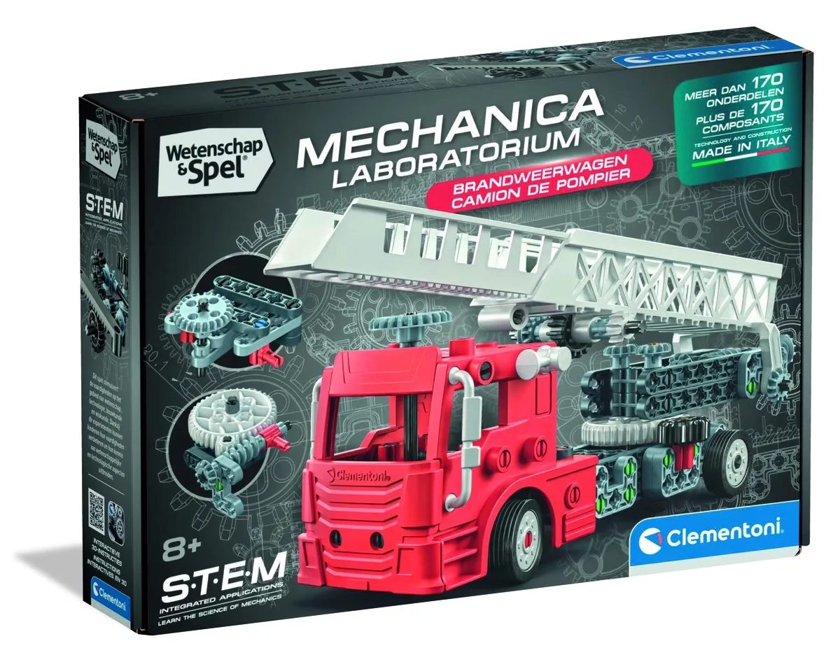 Brandweerwagen - Brandweer Auto Bouwpakket met Werkende Ladder - STEM Mechanica Speelgoed - Wetenschap en Spel voor Kinderen vanaf 8 Jaar von Clementoni in Mehrfarbig – Produktfoto