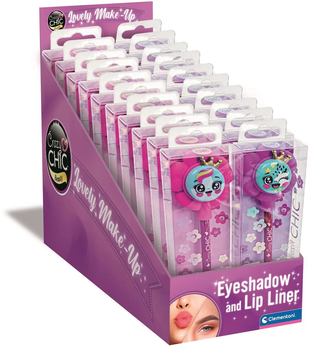 Cazy Chic - Oogschaduw en Lip Liner - Bloem - Vanaf 6 jaar från Clementoni i Flerfärgad – produktbild