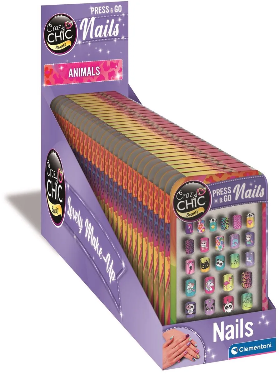 Cazy Chic - Press & Go Nails - Kunstnagels - vanaf 6 jaar van Clementoni in Animals – productfoto