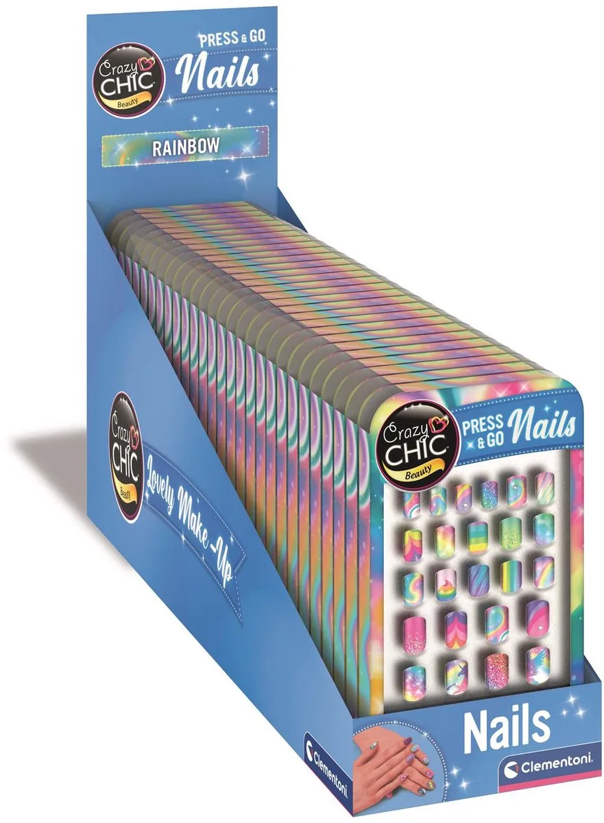 Cazy Chic - Press & Go Nails - Kunstnagels - vanaf 6 jaar de Clementoni en Rainbow – photo du produit