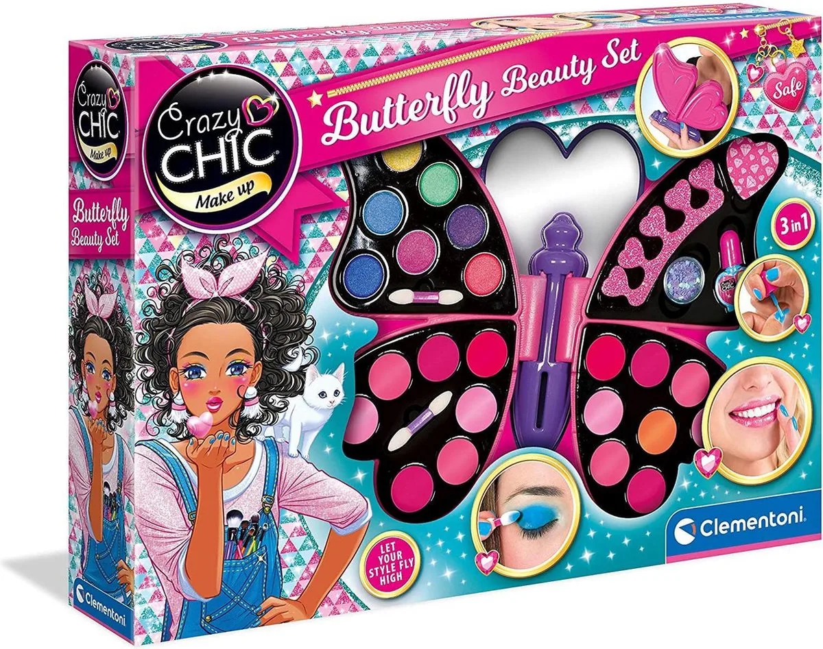 Clementoni - 3-in-1 make up koffer - Vlinder - Crazy Chic - Nagellak - Haarkleuren - Vanaf 8 jaar de Clementoni en Multi kleur – photo du produit