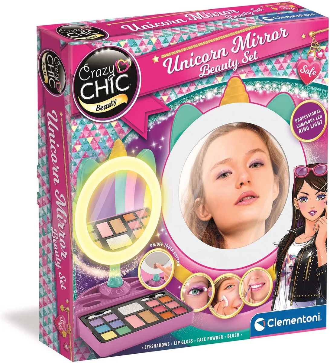 Crazy Chic - Lichtspiegel - Make-up spiegel voor kinderen - Make-up bewaren - Vanaf 6 jaar by Clementoni in Multicolour – product photo