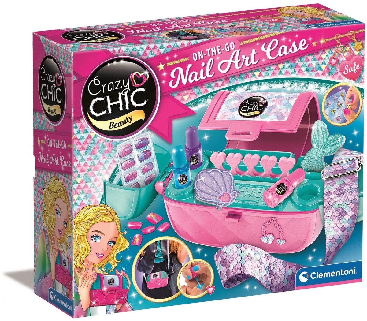 Kreativset Crazy Chic, Nail-Art Tasche für unterwegs von Clementoni in Mehrfarbig – Produktfoto