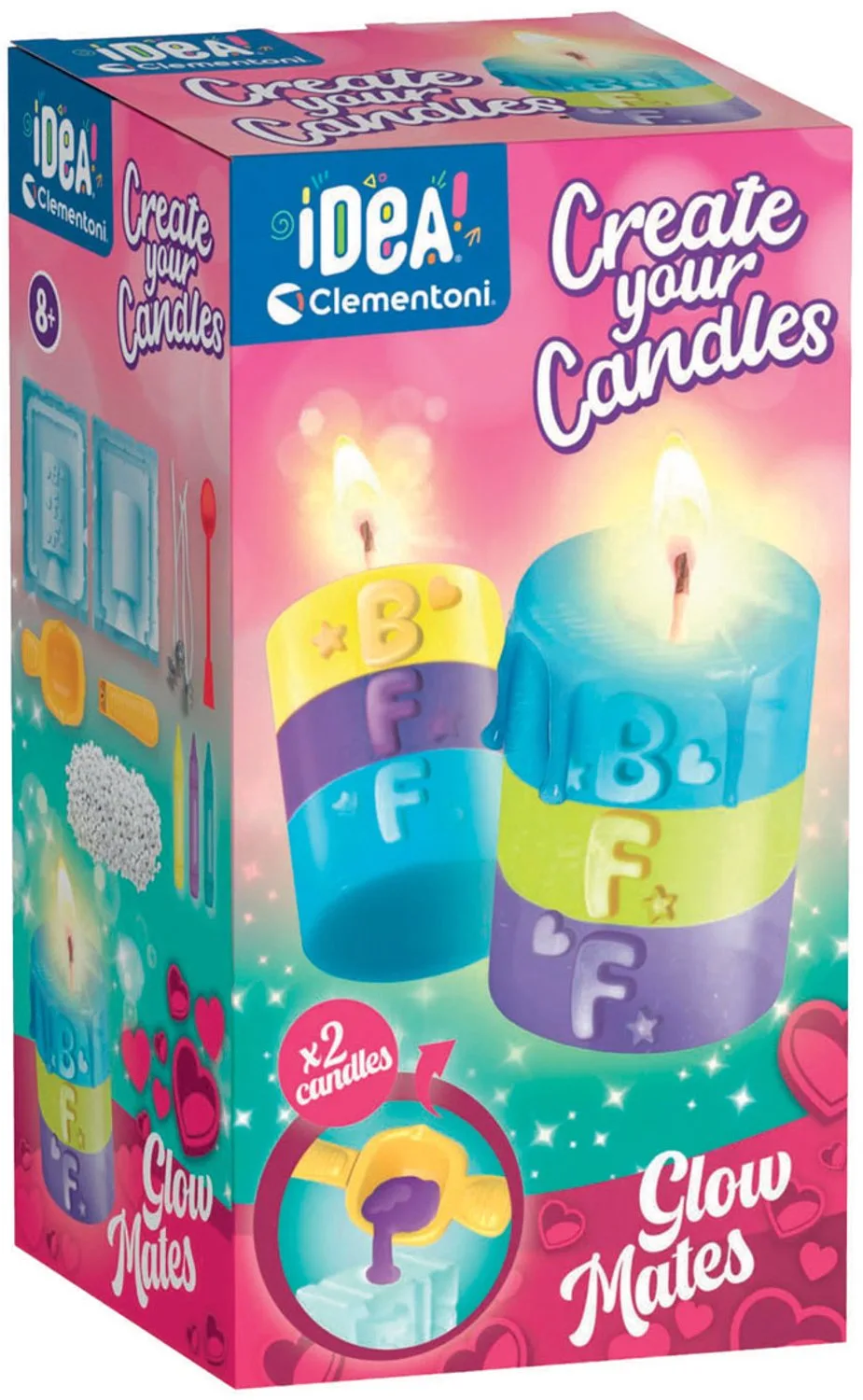 Create Your Candles Glow Mates - Kaarsen Maken Hobbypakket - Kaars Knutselen voor Kinderen - Knutselpakket Meisjes en Jongens vanaf 8 Jaar van Clementoni in Multi kleur – productfoto