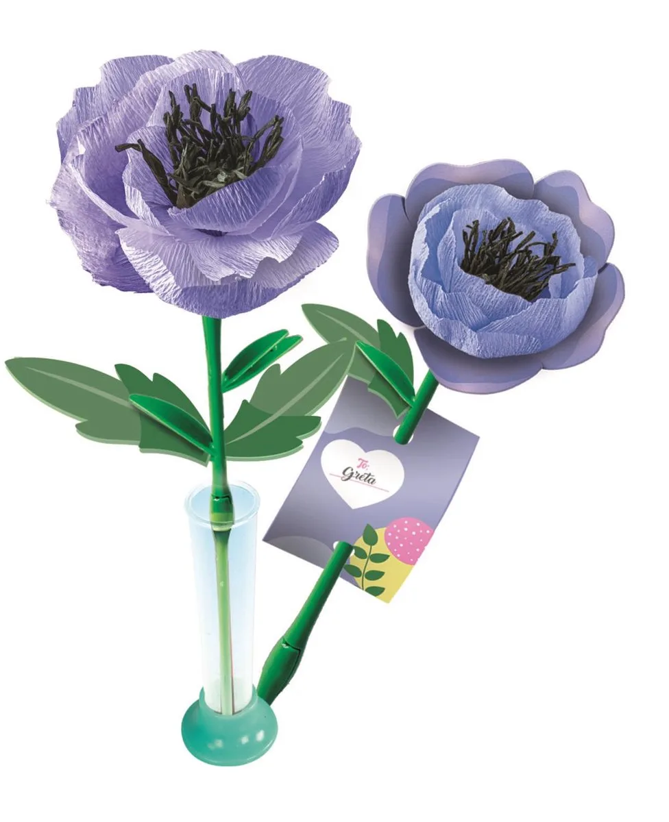 Create Your Flowers - Anemoon Knutselen van Crepe Papier - Papieren Bloemen Maken Knutselpakket met Knutselspullen voor Kinderen från Clementoni i Anemone – produktbild