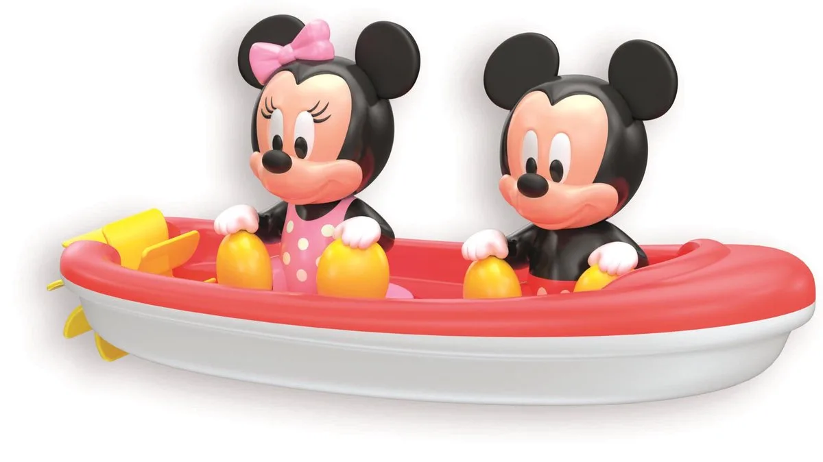 Disney Badspeelgoed Mickey Mouse en Minnie Bootje - Drijvend Waterspeelgoed voor Baby - Badspeeltjes en Speelgoed voor in Bad met Propeller från Clementoni i Flerfärgad – produktbild
