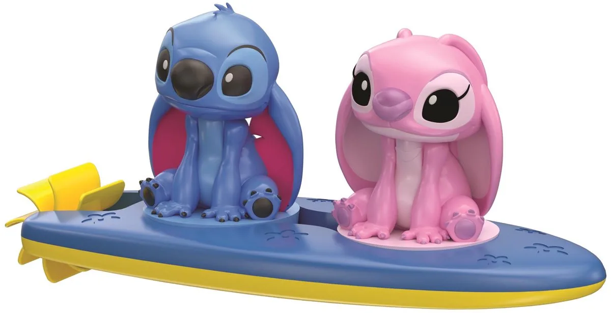 Disney Badspeelgoed Stitch en Angel Surfplank - Drijvend Waterspeelgoed Baby zonder Openingen - Badspeeltjes Peuter - Speelgoed voor in Bad fra Clementoni i Flerfarvet – produktbillede