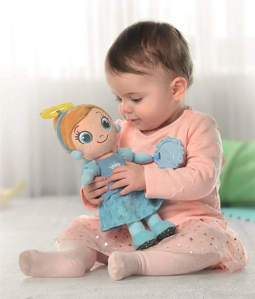Disney Knuffel Prinses Assepoester - Zachte Knuffelpop met Bijtring en Knisperelementen - Prinsessen Pop Speelgoed voor Baby en Peuter van Clementoni in Meerkleurig – productfoto