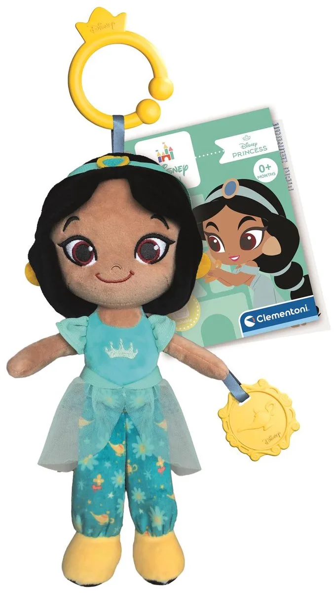 Disney Princess Knuffel Prinses Jasmine - Zachte Knuffelpop met Bijtring en Knisperelementen - Prinsessen Pop Speelgoed voor Baby en Peuter van Clementoni in Meerkleurig – productfoto