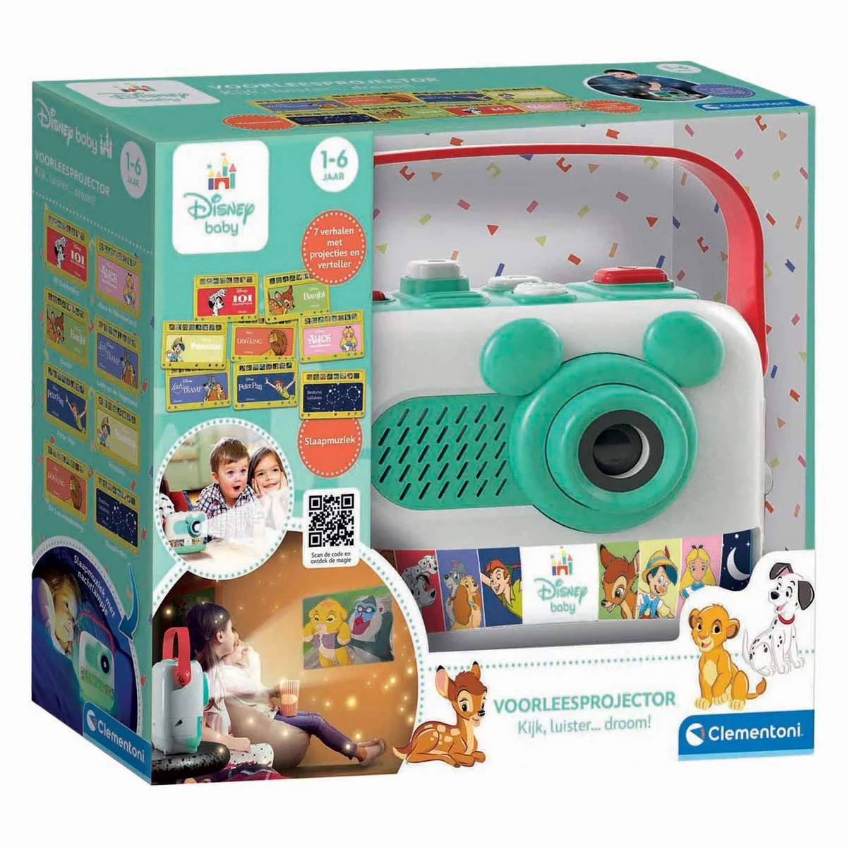 Disney Storyteller Verhalenprojector Nederlands - Verhalen Projector met 8 Kaarten en Slaapliedjes - Voorleesboek voor Baby Kind en Peuter fra Clementoni i Flerfarvet – produktbillede