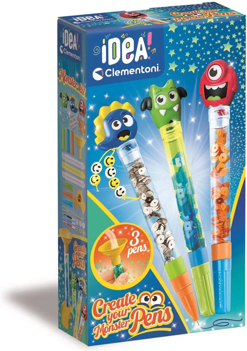 iDea - Glitterpennen - Knutselpakket vol Accessoires - Het Creatieve Cadeautje - Glitterpennen maken - Vanaf 6 jaar van Clementoni in Meerkleurig – productfoto