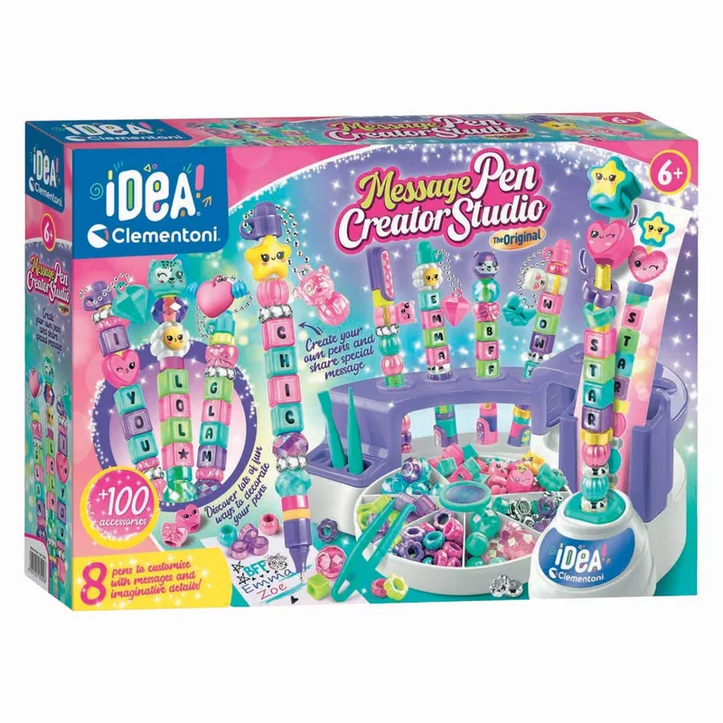iDea - Pennen Creatiestudio - Knutselpakket vol Accessoires - Message Glitterpennen - Het Creatieve Cadeautje - Vanaf 6 jaar fra Clementoni i Flerfarvet – produktbillede