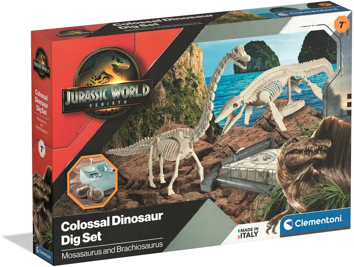 Jurassic World Rebirth - Dinosaurus opgraaf set - Mosasaurus & Brachiosaurus - Vanaf 7 jaar von Clementoni in Mehrfarbig – Produktfoto